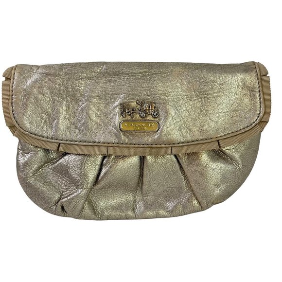 Coach 43403 Womens Pleated Ruffle Madison Clutch Flap Pocketbook Purse Handbag - Picture 1 of 16